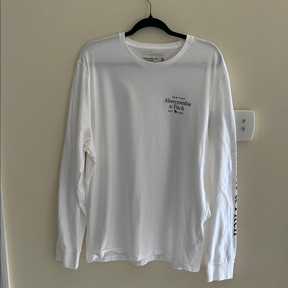 Abercrombie & fitch soft A&F white logo graphic long sleeve tee shirt XXL men’s‌